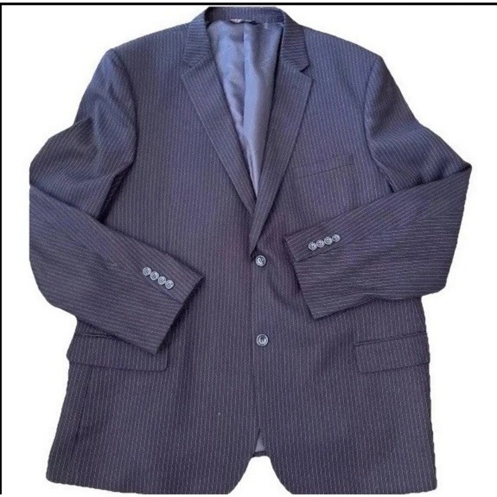 Caravelli Collezione Sports‎ Coat Mens 46w 50L pinstripe Black Italy